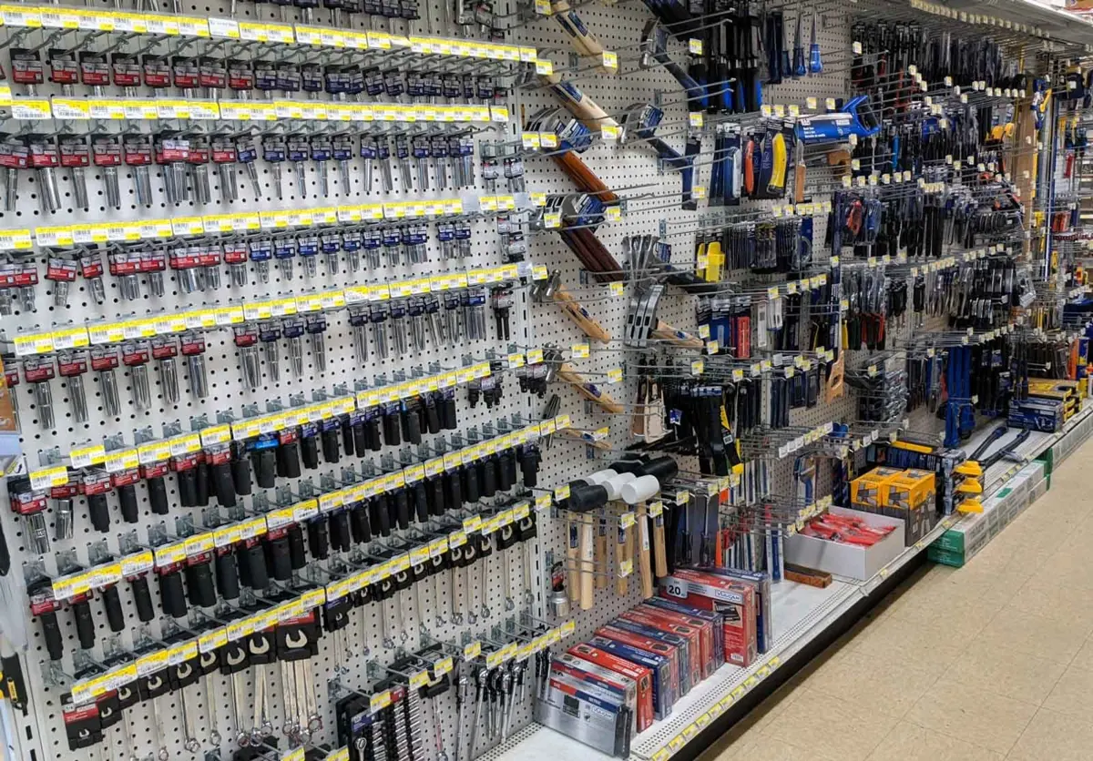 A wall of hand tools